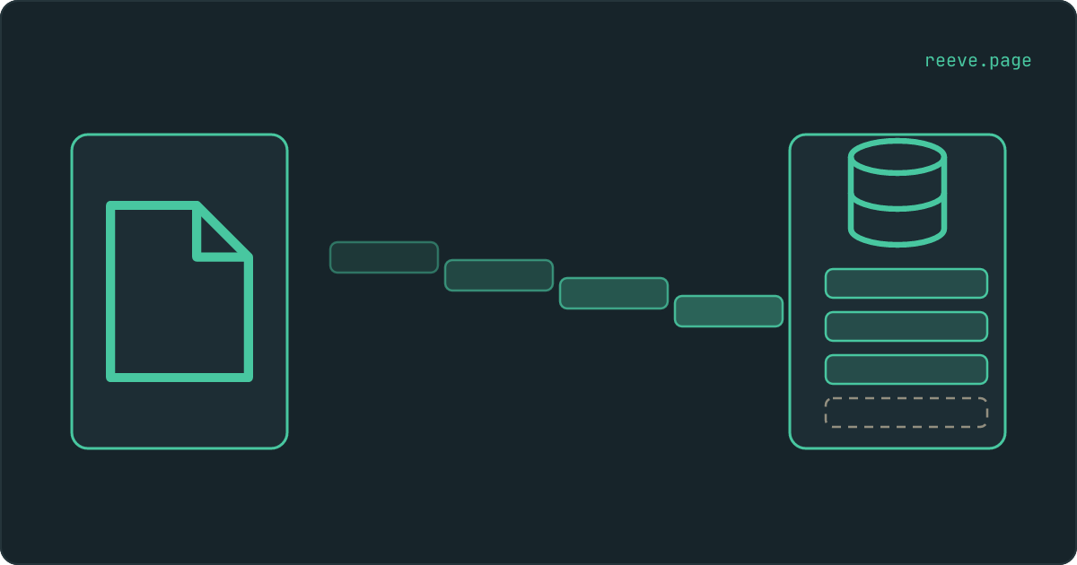 A saved copy opening into a database, its rows arriving one after another and filling the empty space below them.