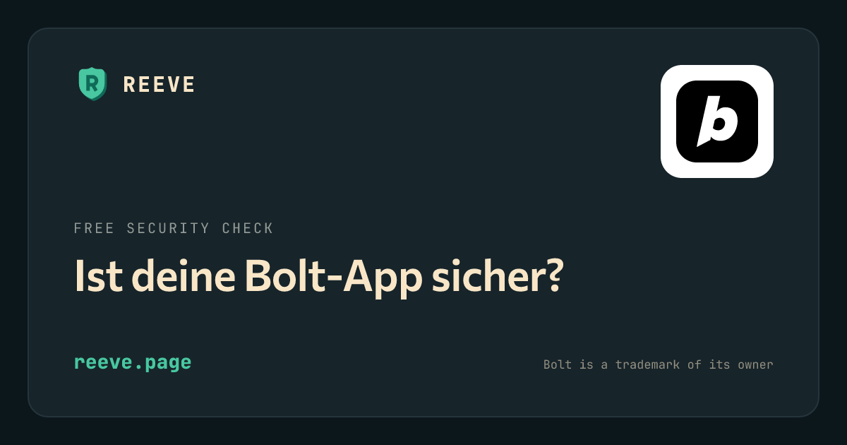 Reeves Sicherheitscheck-Karte für Bolt-Apps, mit dem Bolt-Logo auf einer weißen Kachel.