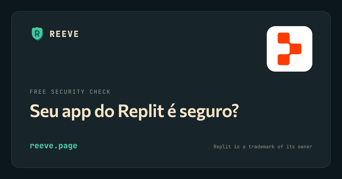 O cartão de verificação de segurança da Reeve para apps do Replit, com o logo do Replit num ladrilho branco.
